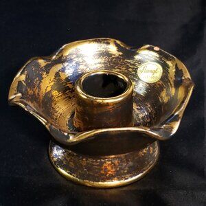 Vintage Stangl Pottery Antique Gold 22k Candlestick Holder  MCM Vintage
